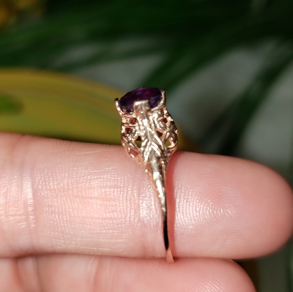 SOLD | .84ctw Genuine Amethyst Filigree Ring - Picture 2 of 6